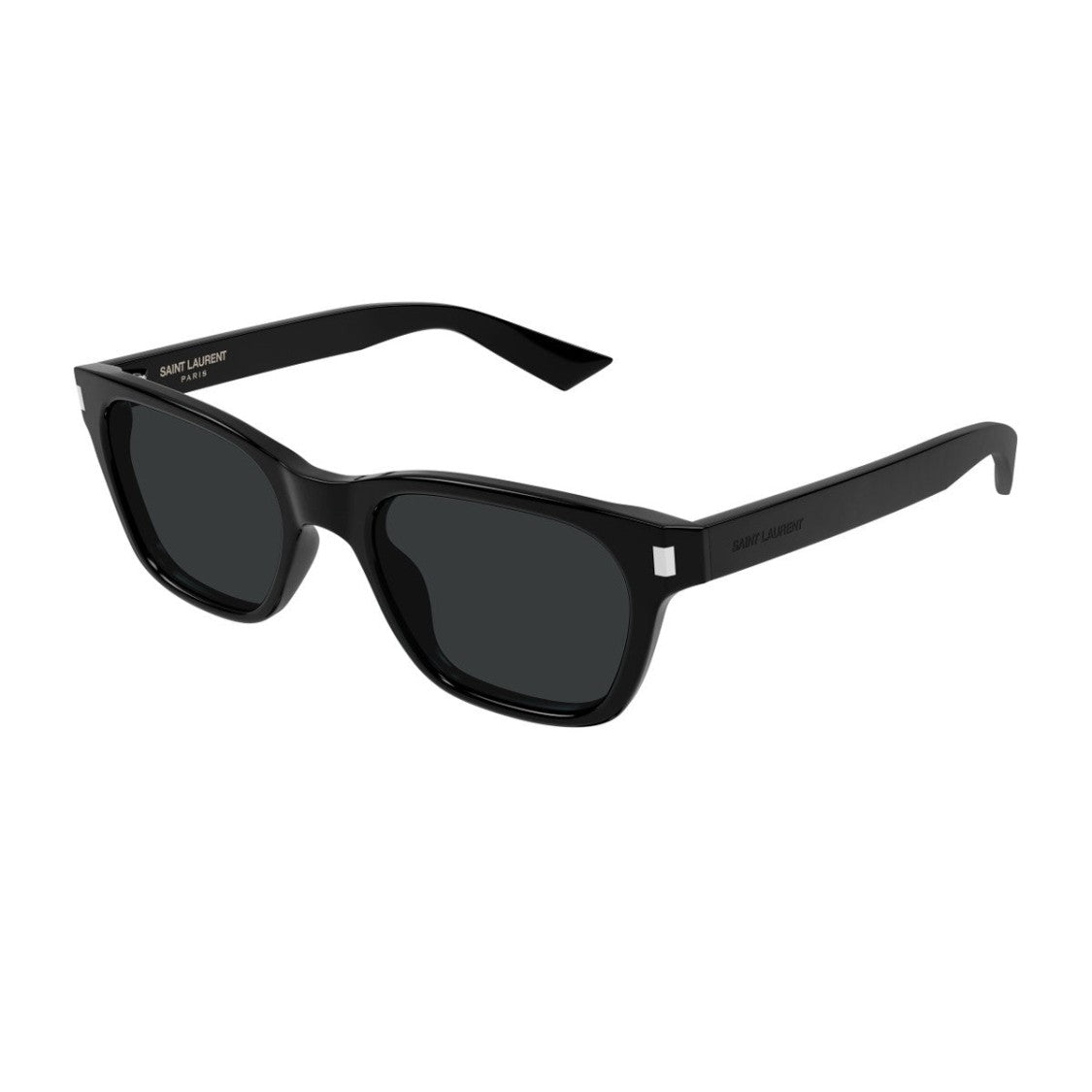 Saint Laurent Black Linea Corner Angle Recycled Acetate Rectangular Sunglasses