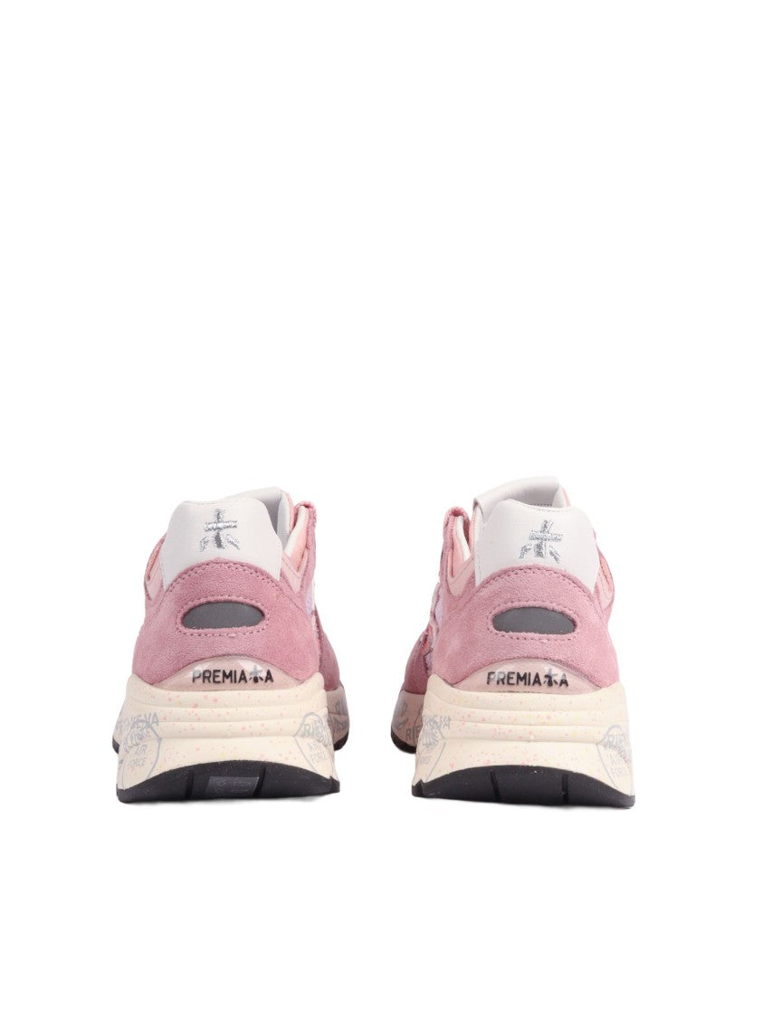 Premiata Mased Pink Suede Mesh Sneakers