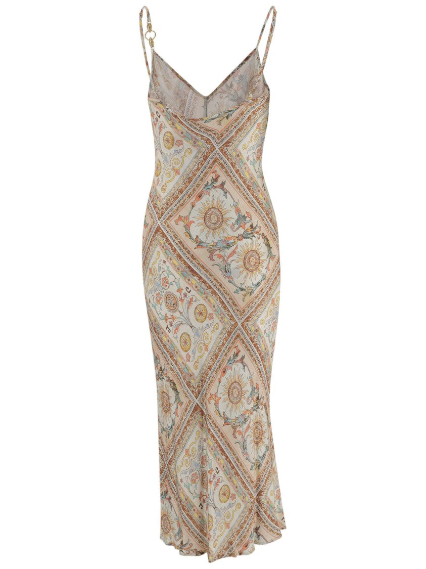 Just Cavalli Long Flowing Viscose Dress With Intricate Patterned Print