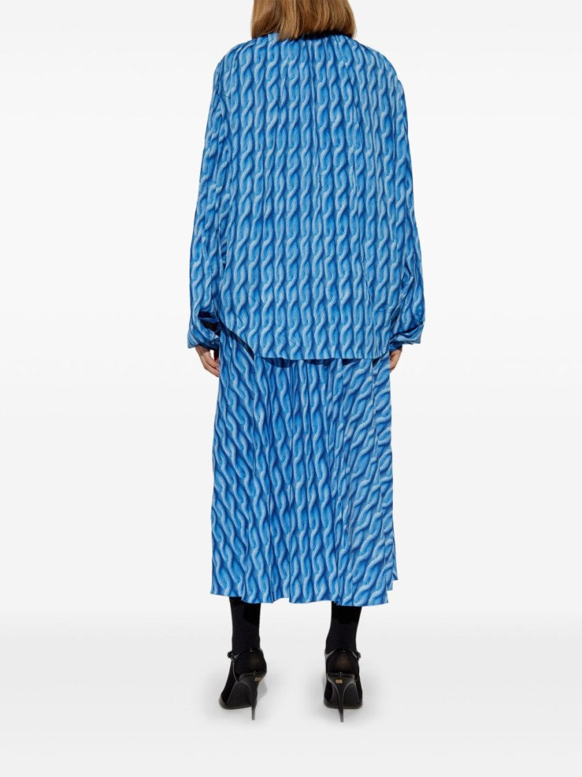 Balenciaga Wave Pattern Print Dress