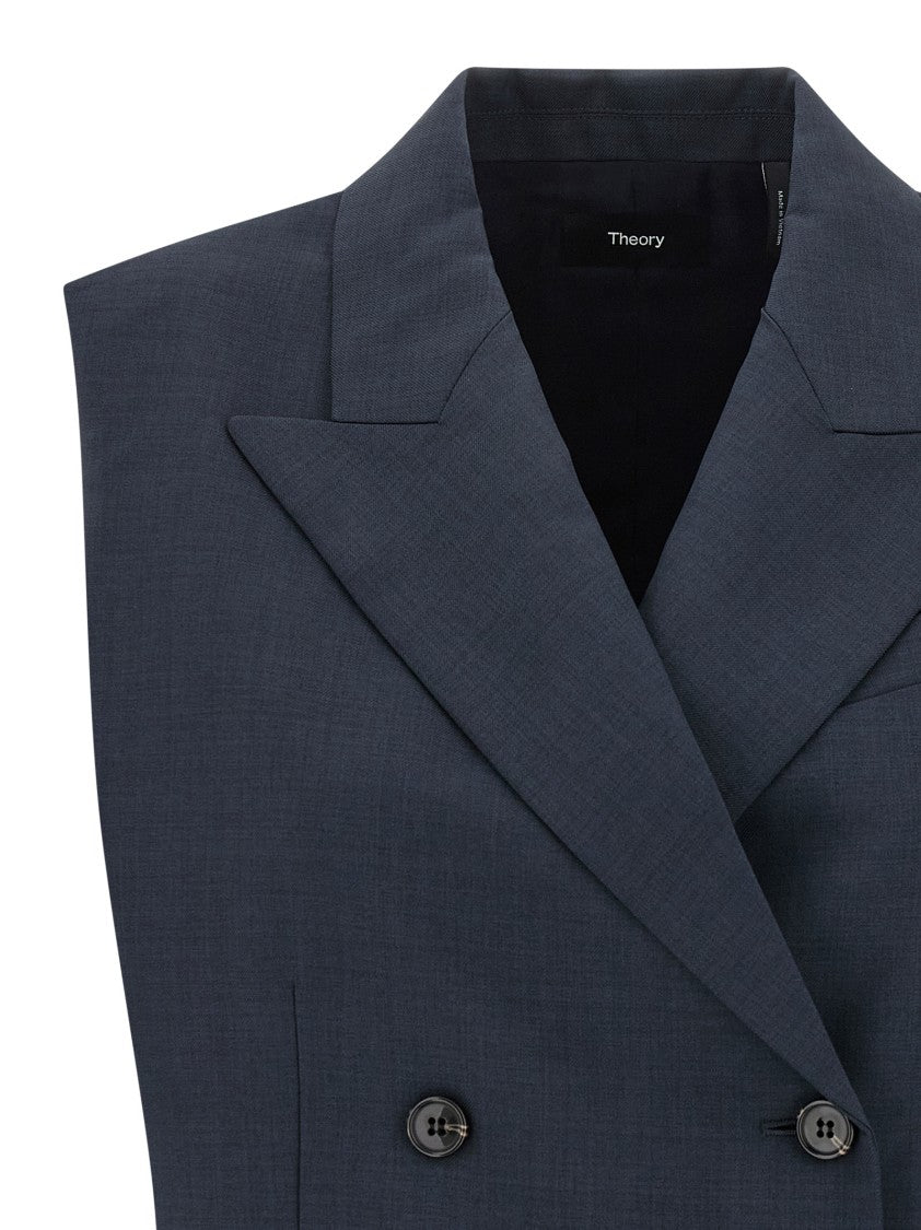 Theory Slightly Cropped Double-Breasted Vest With Peak Lapels