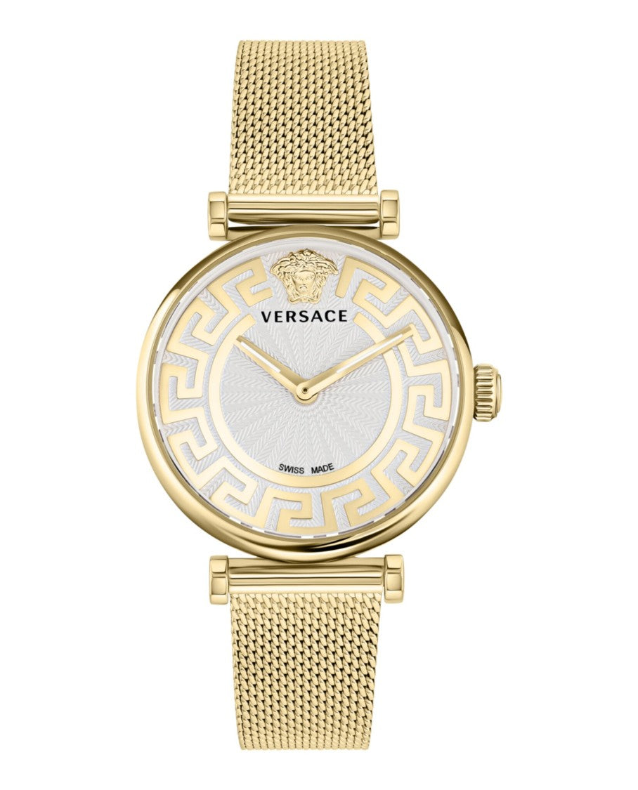 Versace Greca Bracelet Watch With Silver Guilloche Dial
