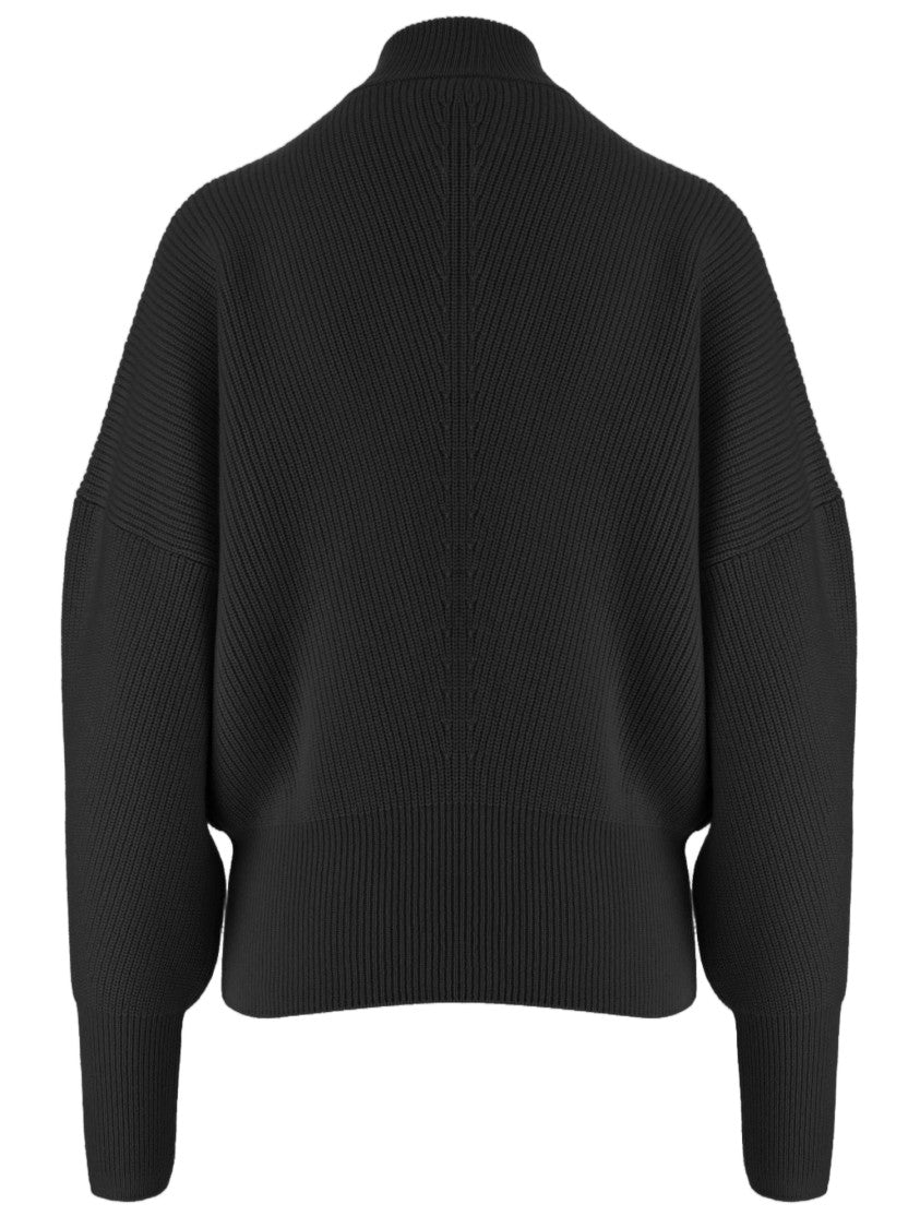 Sa Su Phi Black Cropped Ribbed High Neck Cashmere Sweater