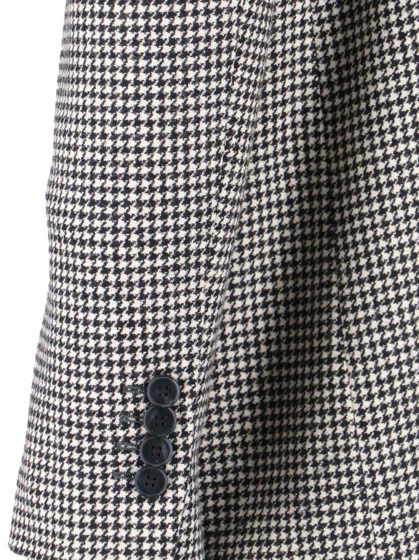 Lardini Double-Breasted Houndstooth Blazer With Metal Logo Detail