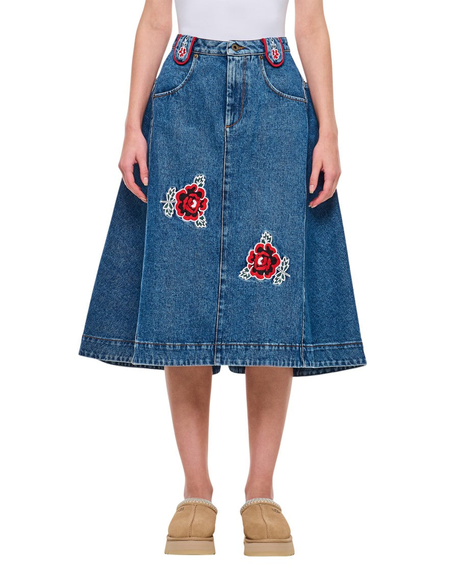 Molly Goddard Abi Denim Miid Skirt