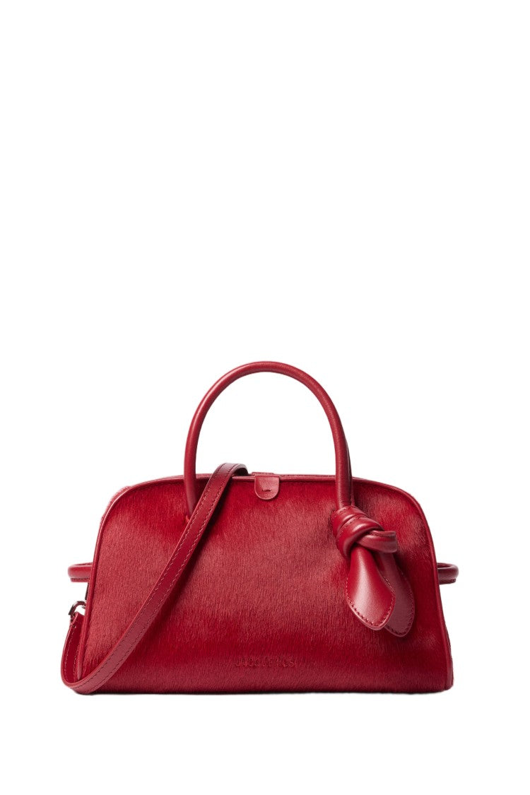 Jacquemus Soft Red Bowling Bag With Bow Detail