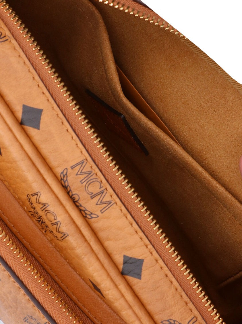 Mcm Brown Aren Visetos Fabric Shoulder Bag