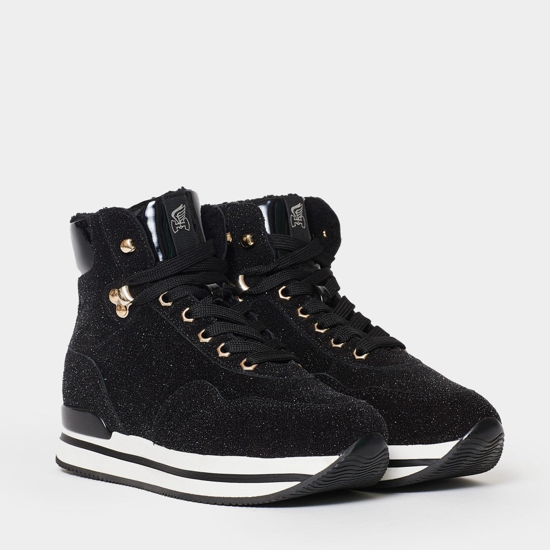 Hogan Black Suede And Lurex Sneakers