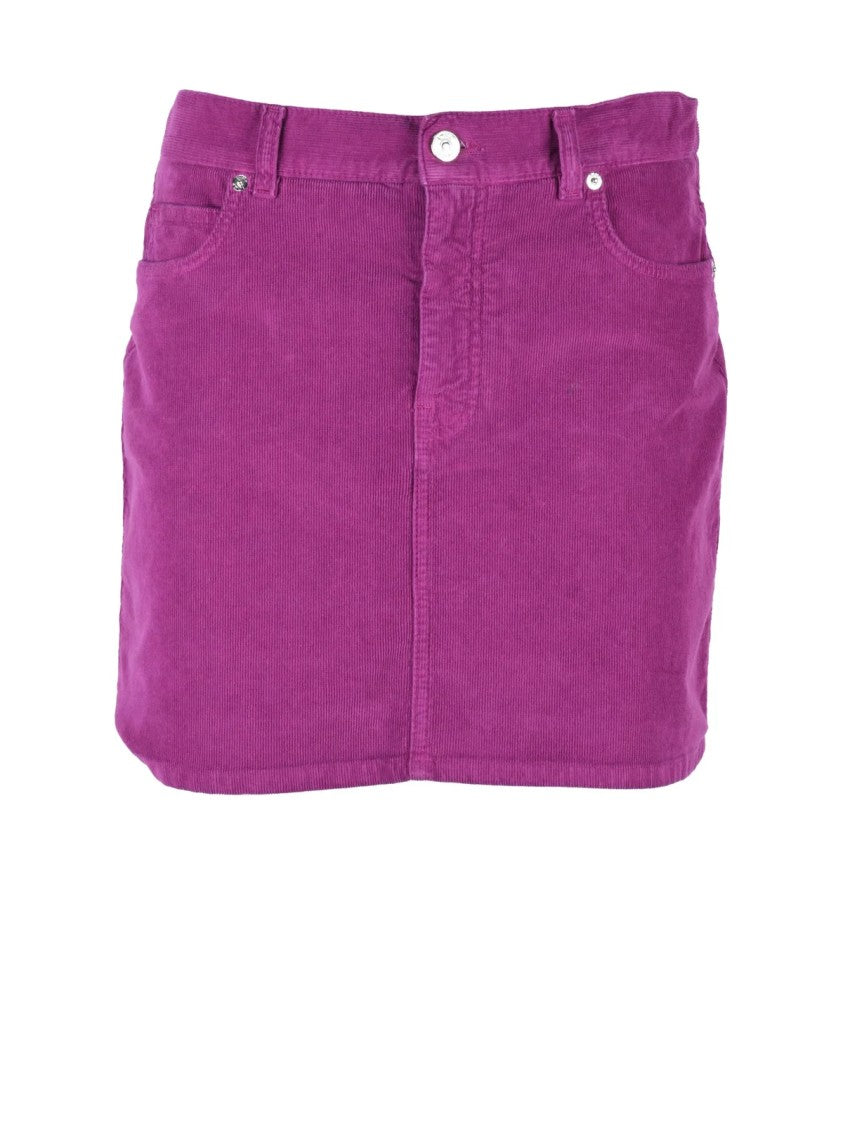 I Love Mp Purple Cotton Velvet Elastane Women's Mini Skirt