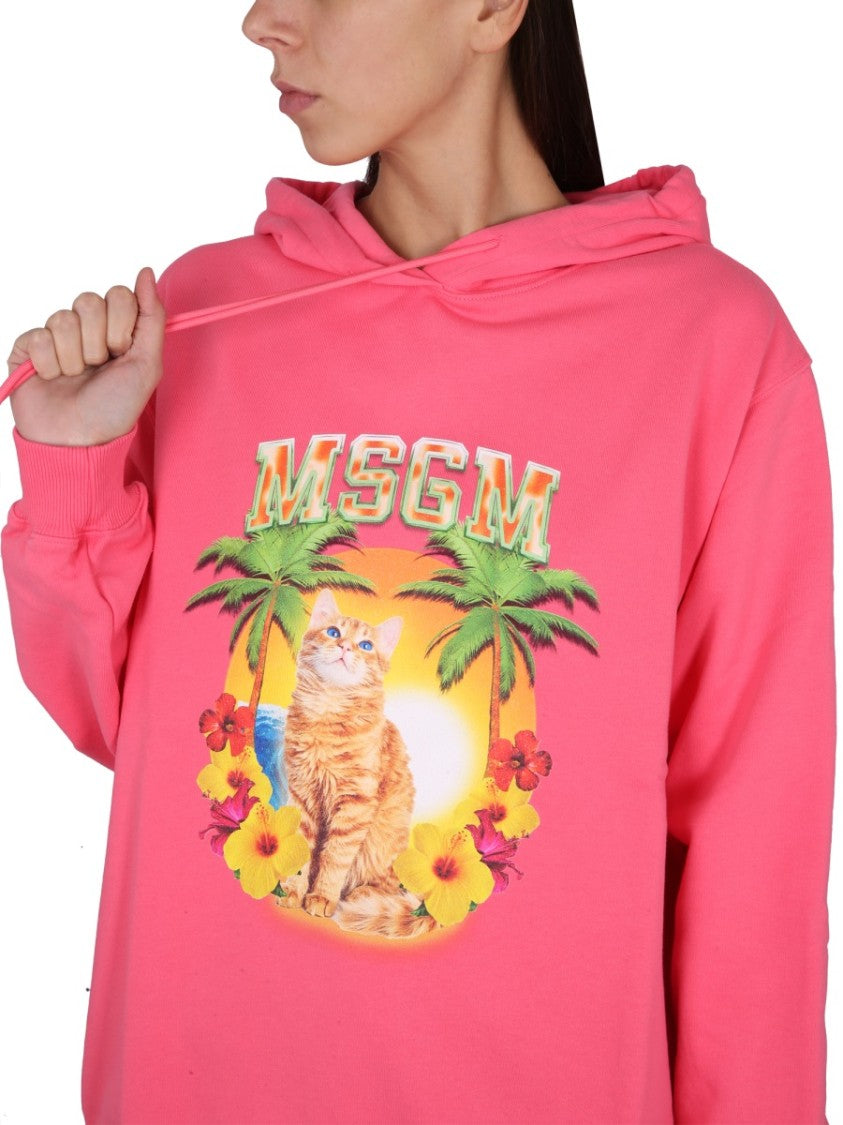 Msgm Vibrant Sweatshirt With Drawstring Hood And Playful Graphic