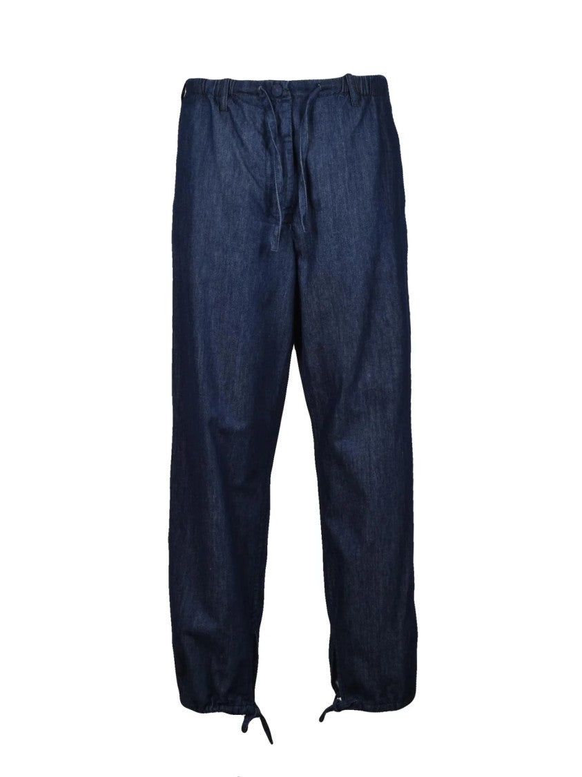 Dries Van Noten Blue Tapered Cone Leg Cotton Chinos