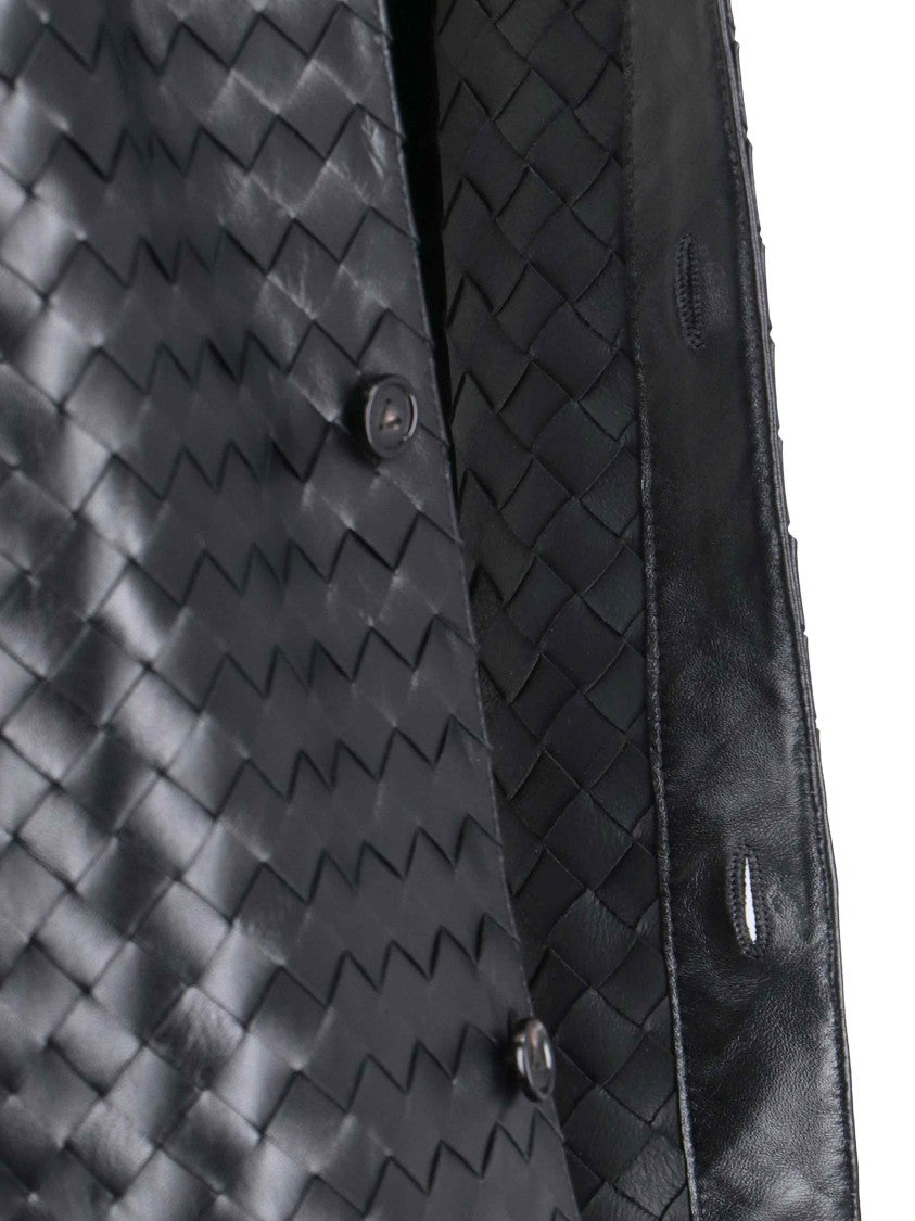 Bottega Veneta "Intrecciato" Leather Shirt – Black