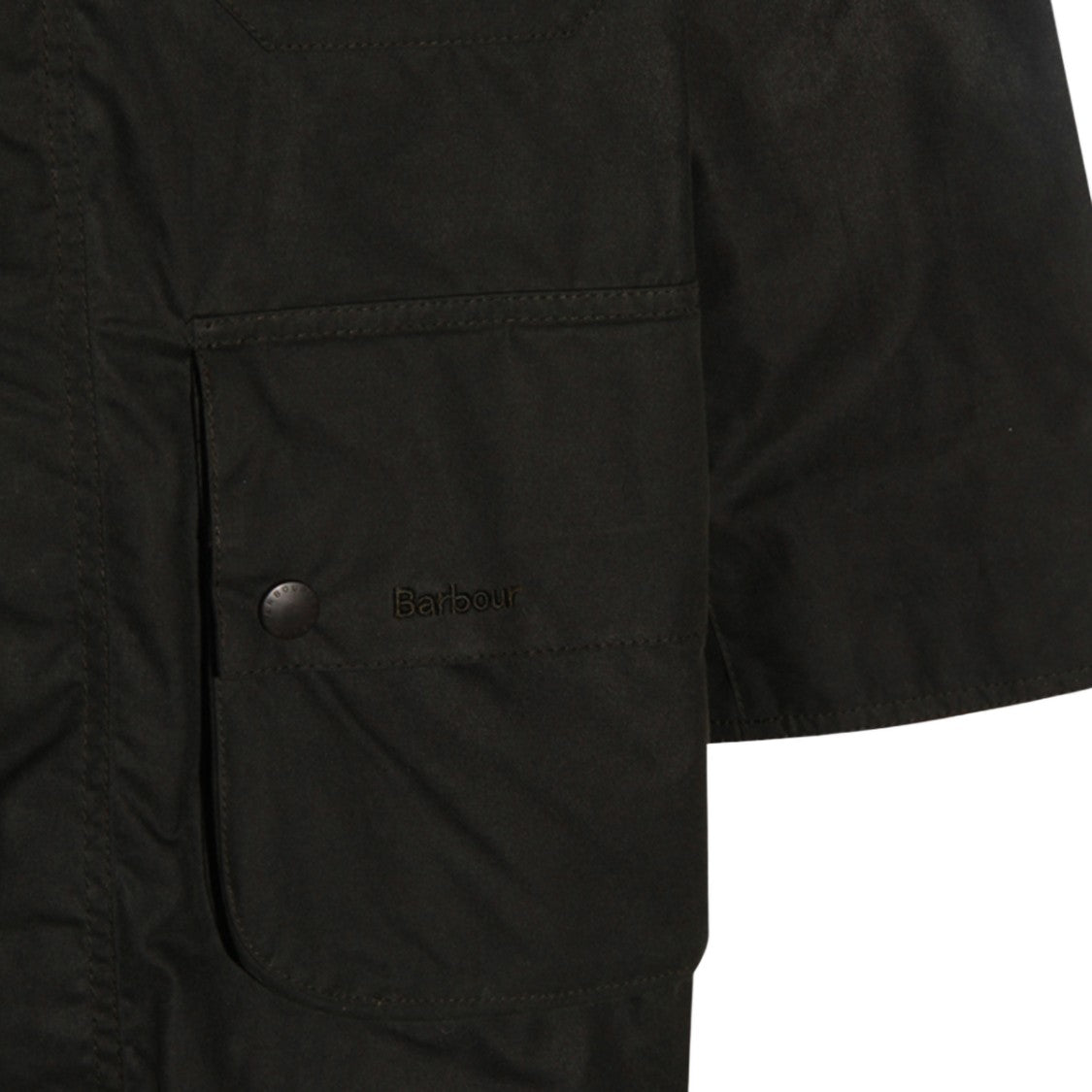Barbour Dark Waxed Coat With Corduroy Collar
