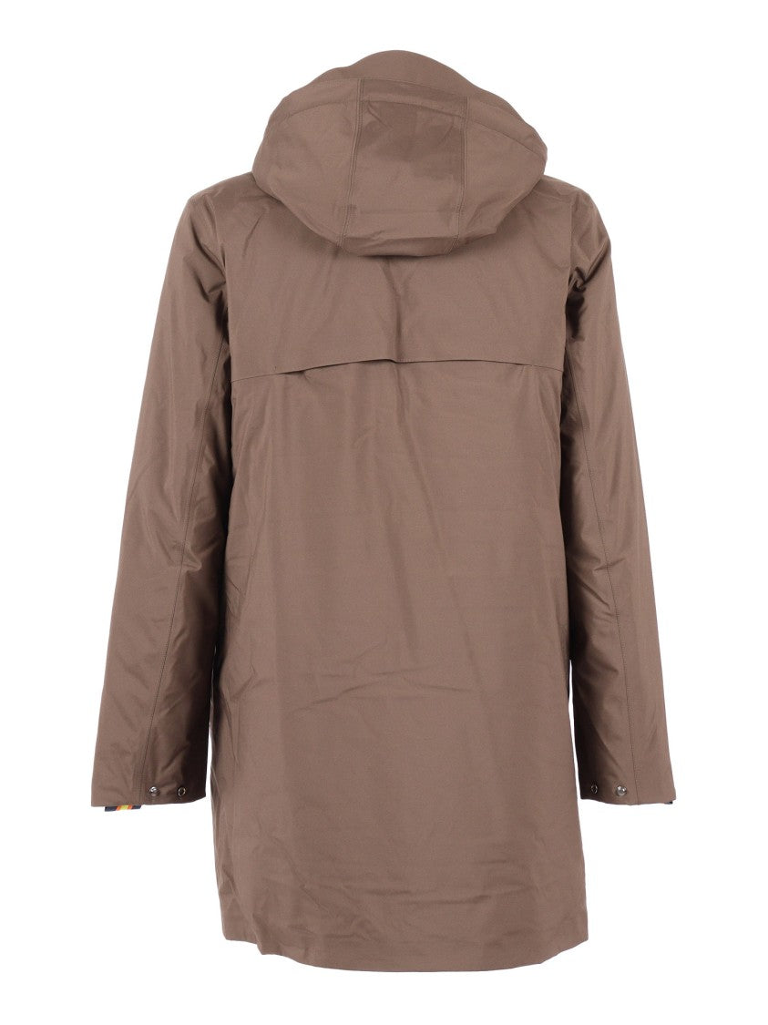 K-Way Mid-Length Padded Jacket With Adjustable Hood And Concealed Closure