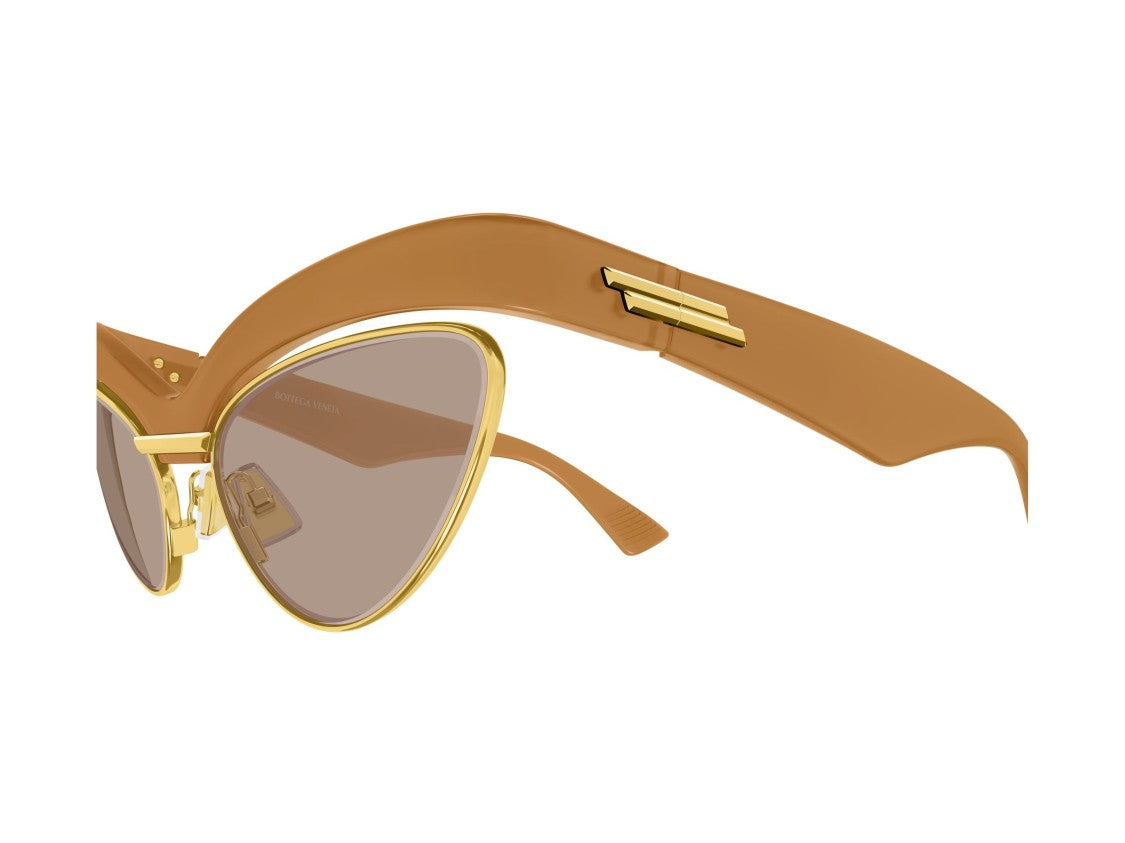 Bottega Veneta Gold Caramel Bv1480s Glossy Bold Cat-Eye Sunglasses