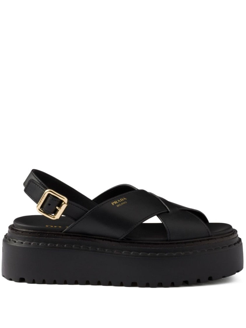 Prada Crisscross Black Sandals