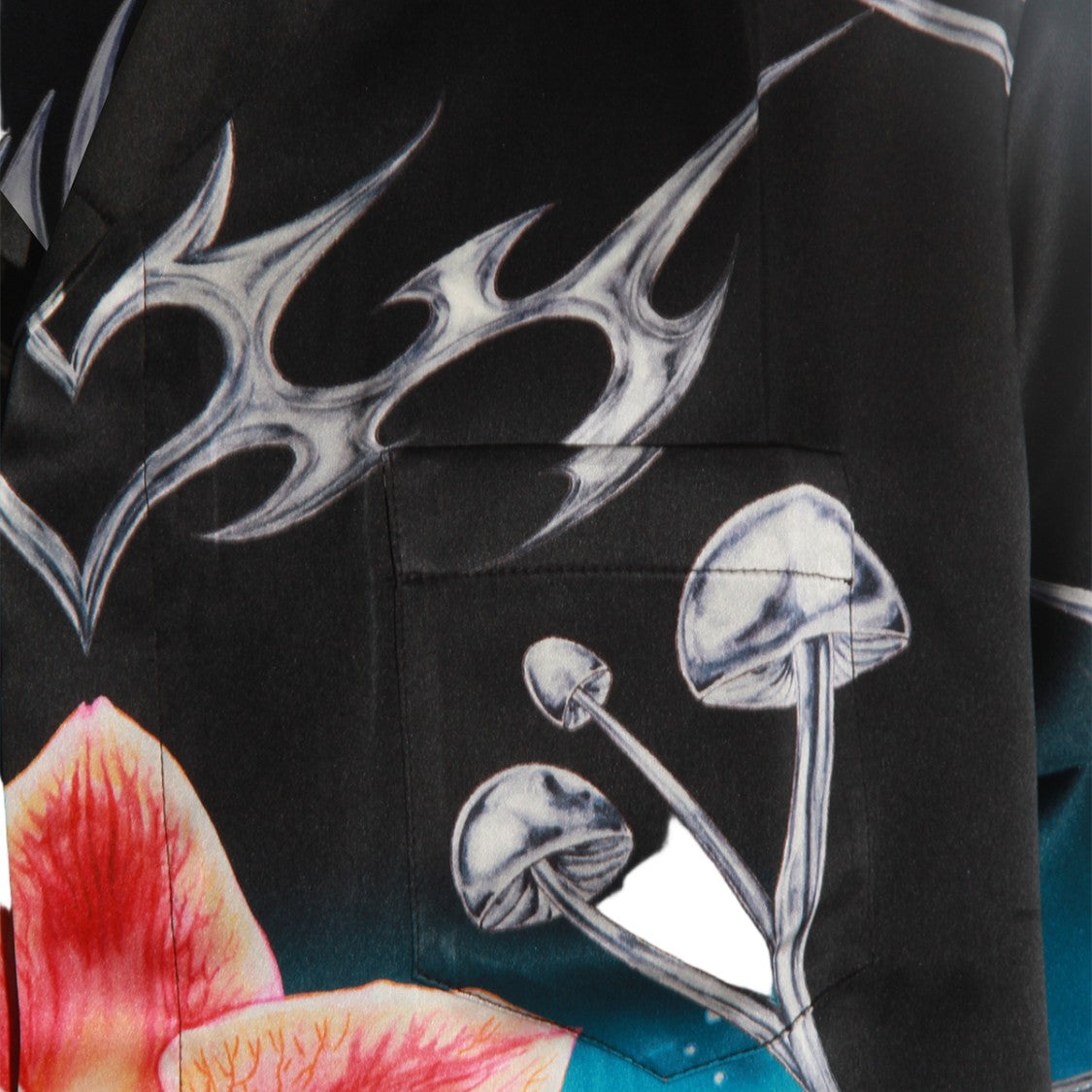 Casablanca Short-Sleeve Black Shirt With Turquoise Gradient