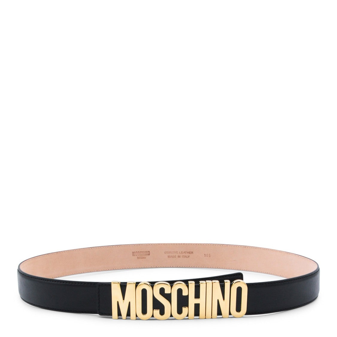 Moschino Leather Belt With Gold Logo Buckle