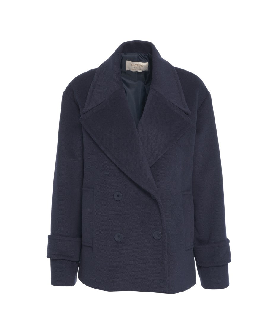 Kaos Double-Breasted Peacoat With Buttoned Cuffs And Structured Silhouette