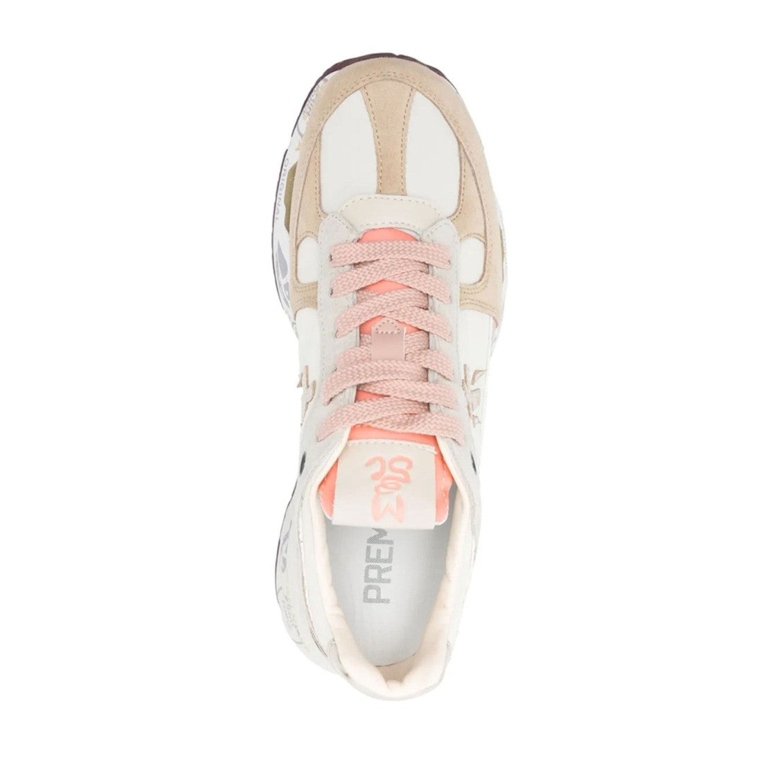 Premiata White Mased Leather Suede Panel Sneakers