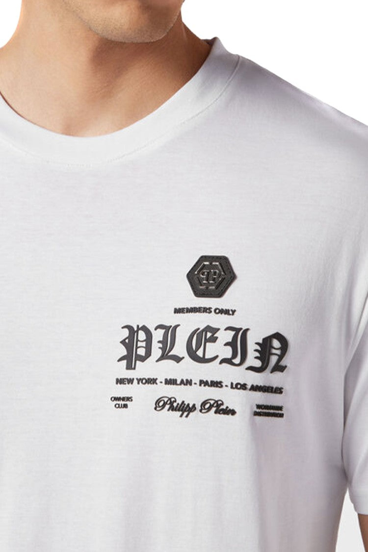 Philipp Plein White Cotton Logo-Print T-Shirt