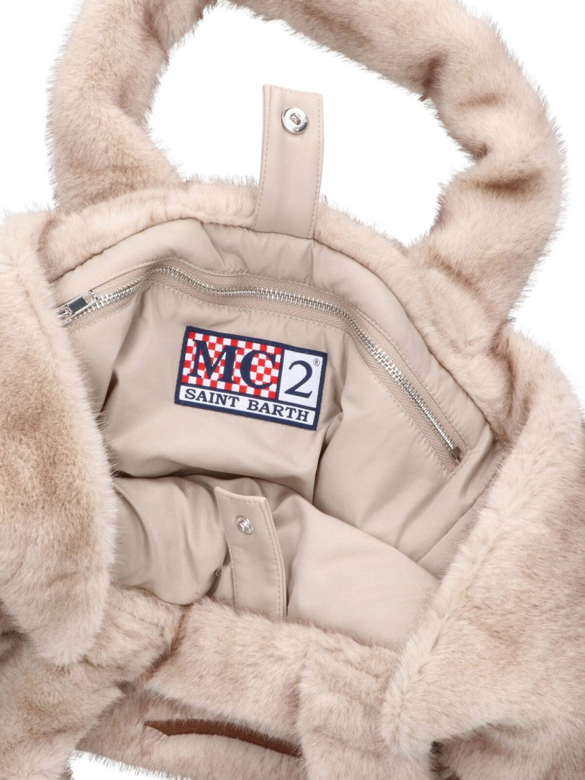 Mc2 Saint Barth Beige Colette Soft Fur Plush Faux Fur Tote Bag