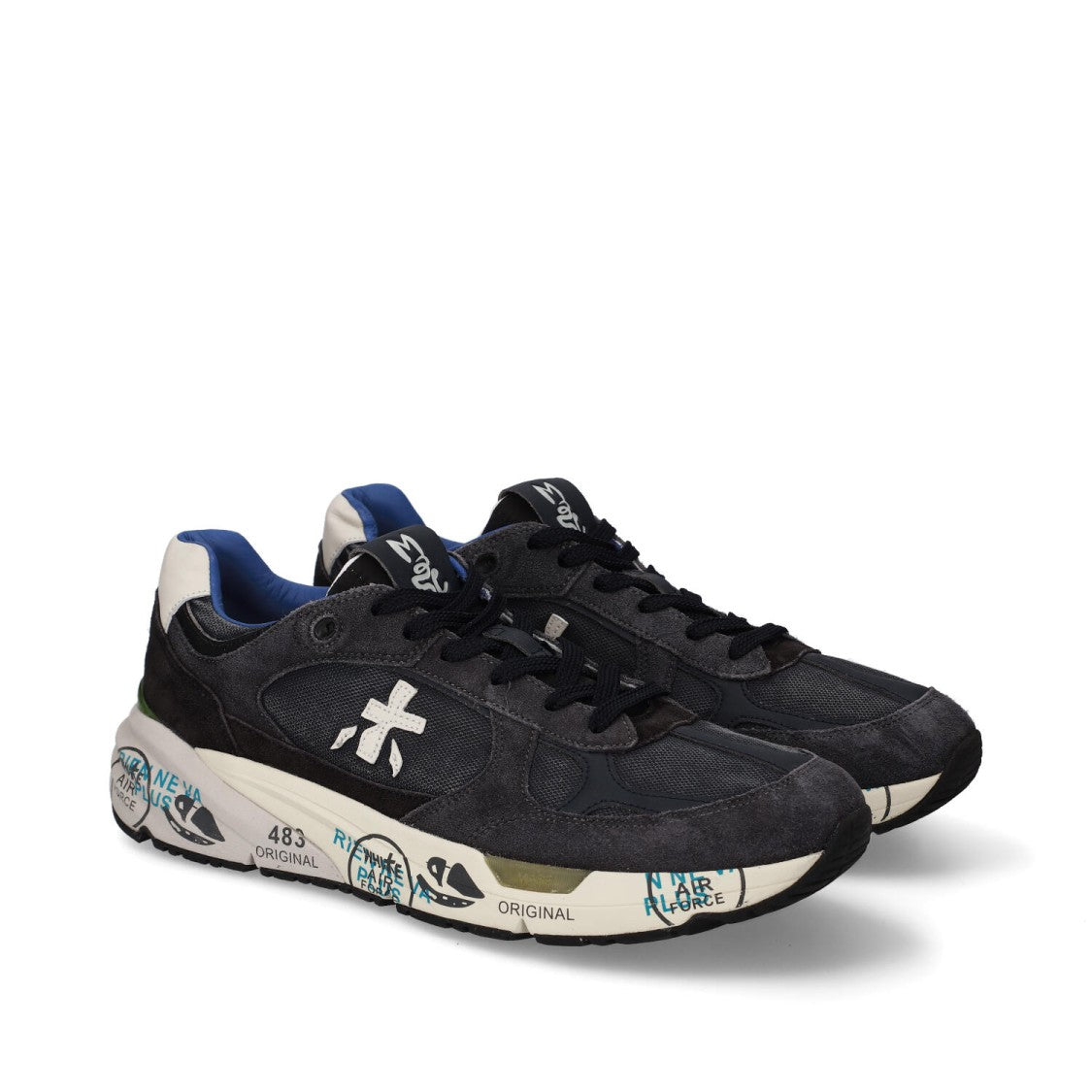 Premiata Textured Upper Artistic Sole Sneakers