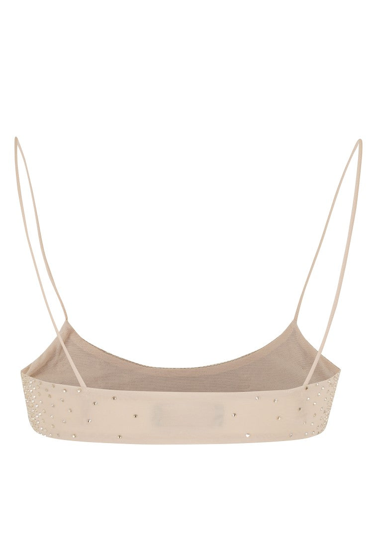 The Andamane Fitted Tulle Bralette With Rhinestone Appliqués