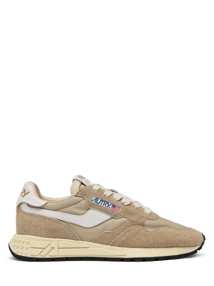 Autry Low-Top Sneakers In Light Beige Nylon And Suede