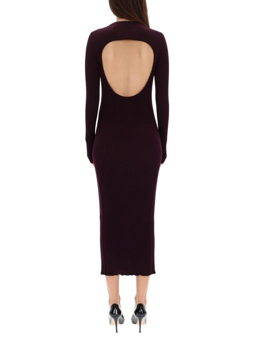 Helmut Lang Ribbed Open Back Midi Dress