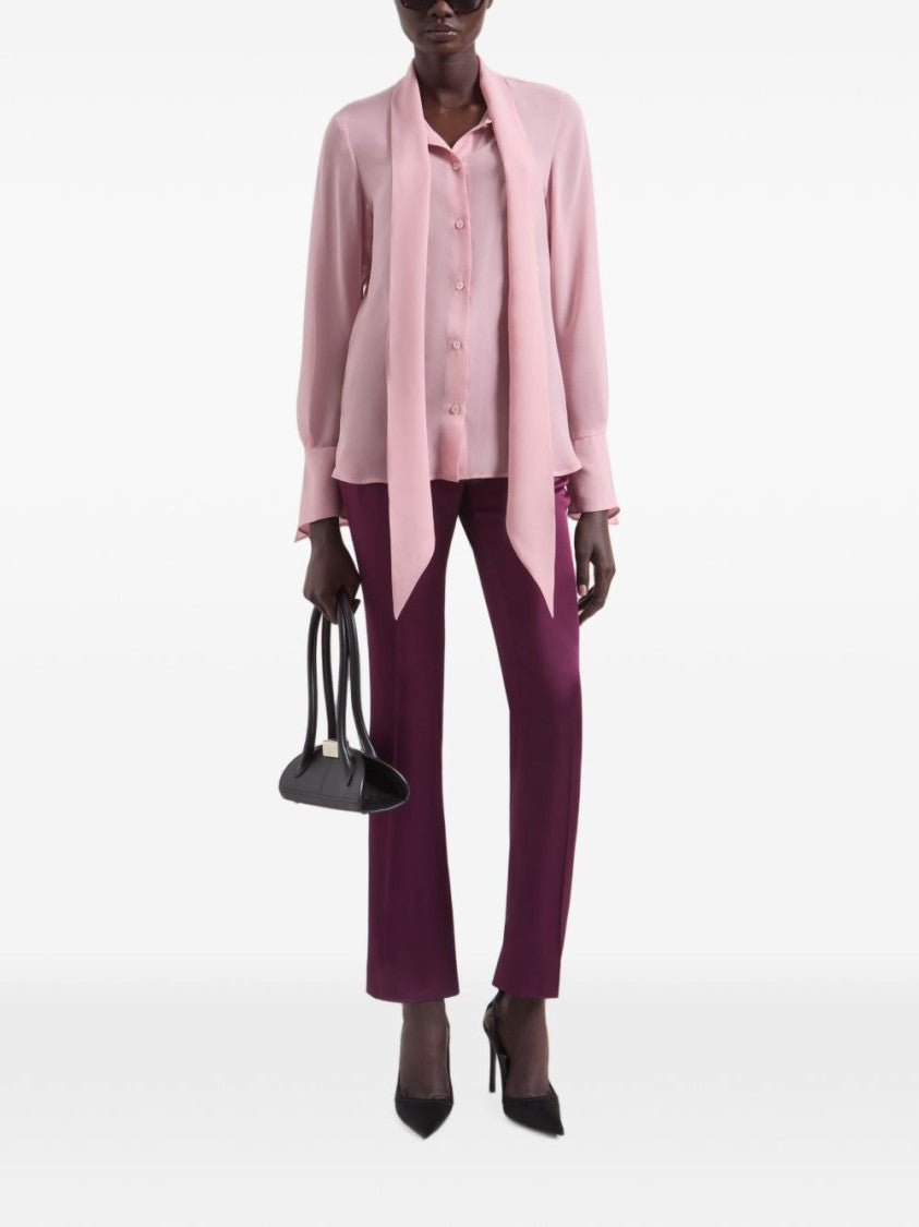 Nina Ricci Silk-Textured Blouse With Bow Tie Detail