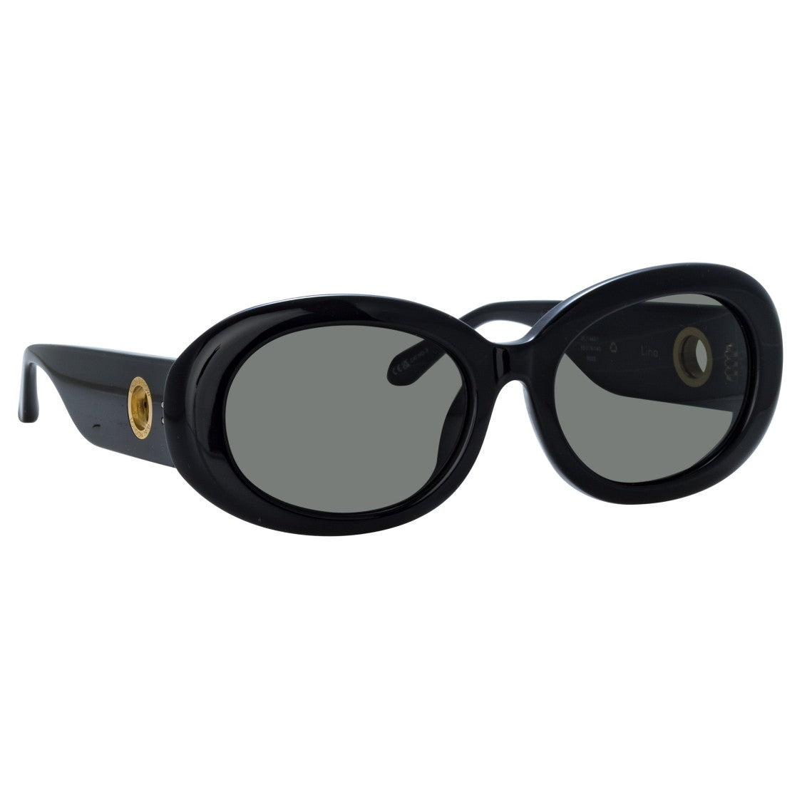Linda Farrow Lina Oval Sunglasses In Black