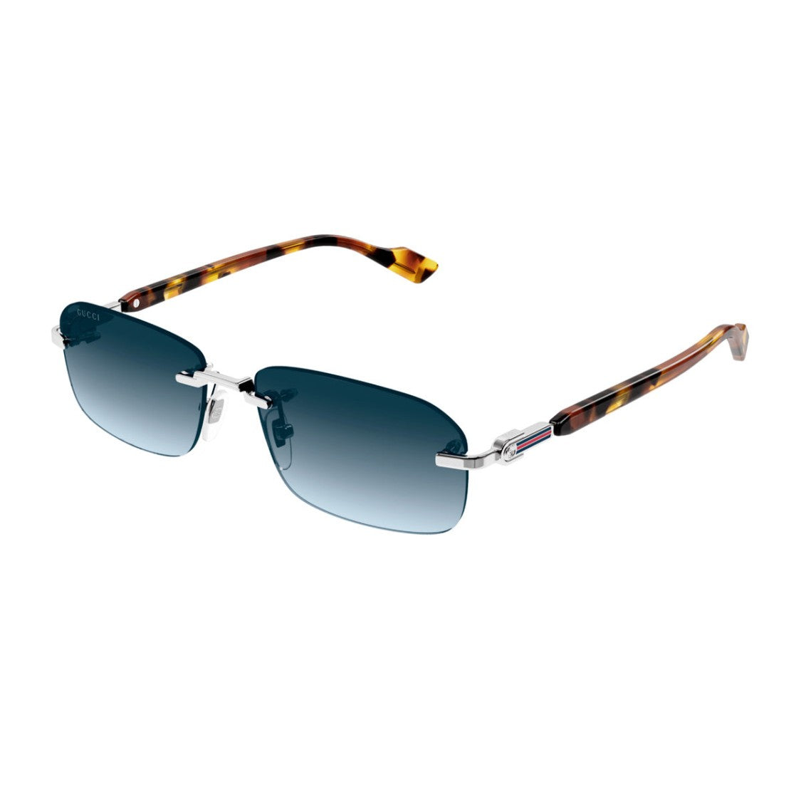 Gucci Silver Havana Linea Sign Gg1221s Rimless Rectangular Sunglasses