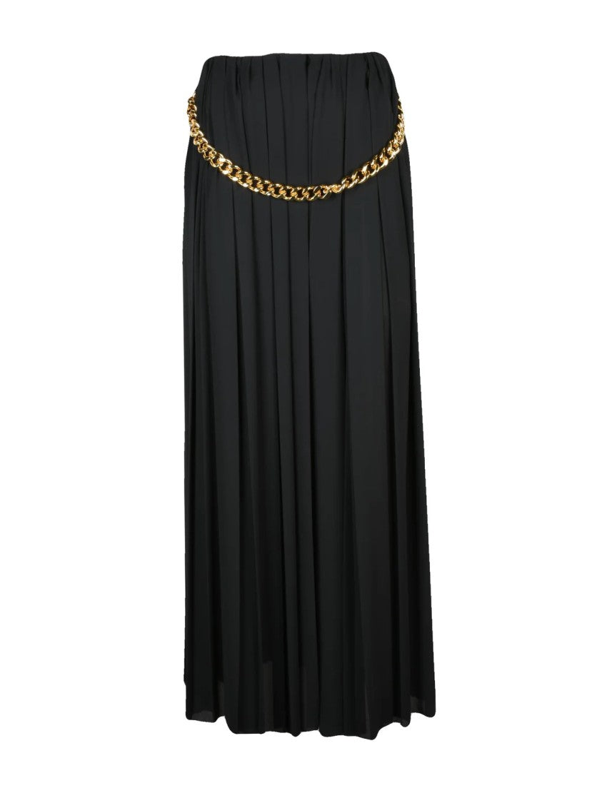 Balenciaga Long Voile Skirt With Vertical Pleats And Chain Detail
