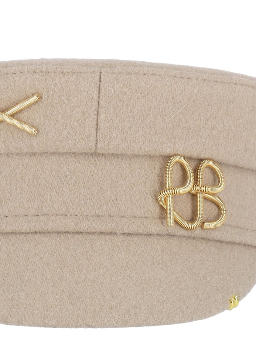 Ruslan Baginskiy Baker Boy Wool Blend Hat Cream