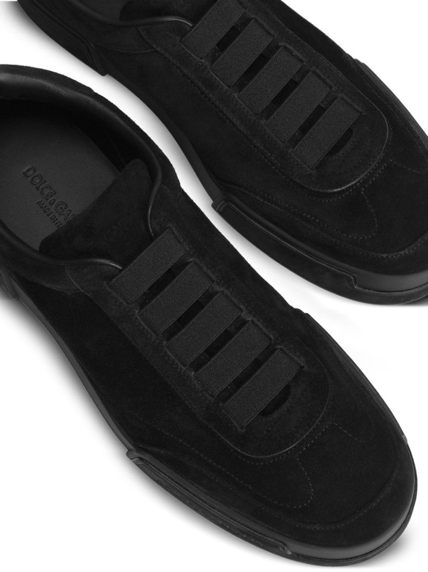 Dolce & Gabbana Black Portofino Flat Sole Sneakers