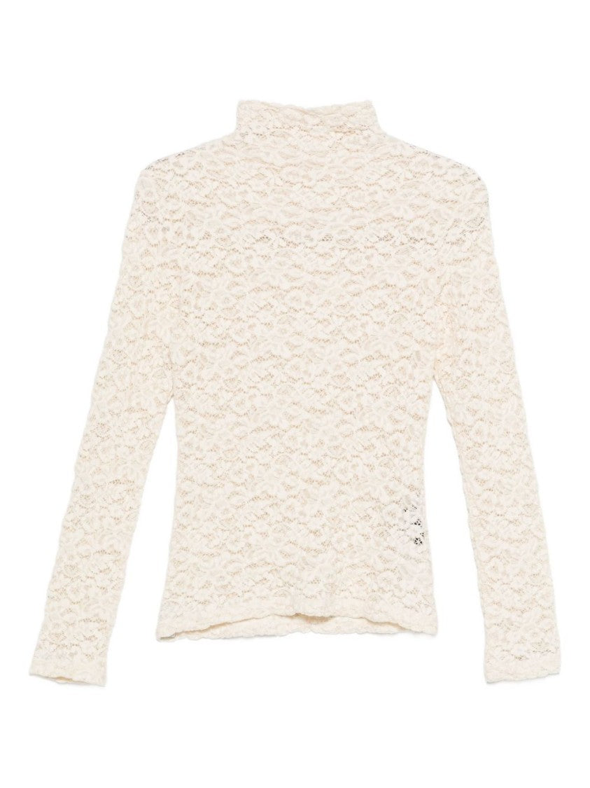 Seventy Sergio Tegon Lace-Textured Cream Sweater