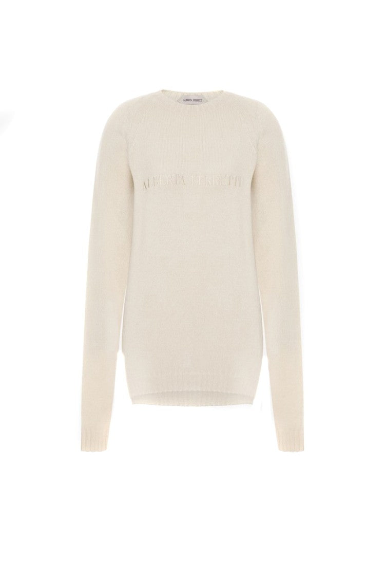 Alberta Ferretti White Wool-Blend Sweater