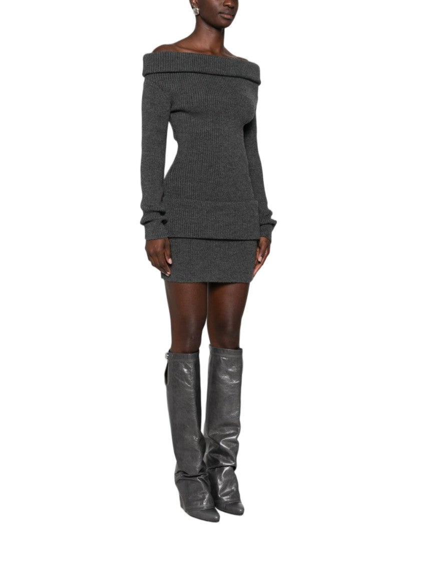 Jean Paul Gaultier Ribbed Knit Mini Dress With Off-The-Shoulder Neckline