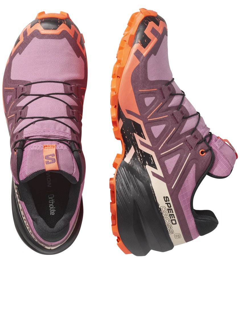 Salomon Dynamic Purple And Orange Trail Sneakers With Rugged Sole