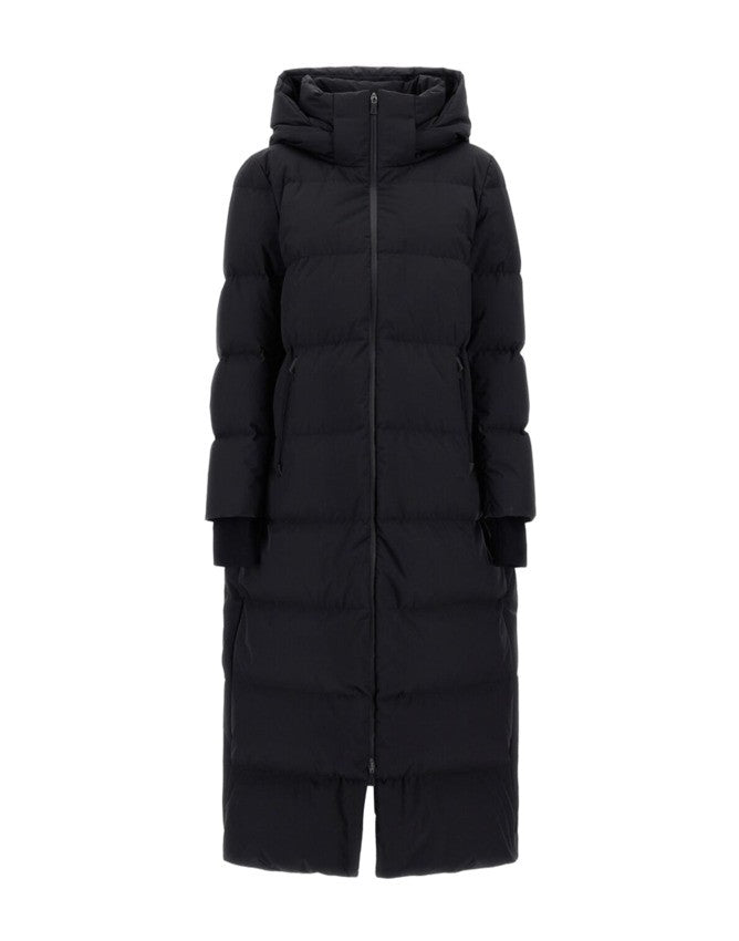 Herno Long Padded Black Jacket With Quilted Design