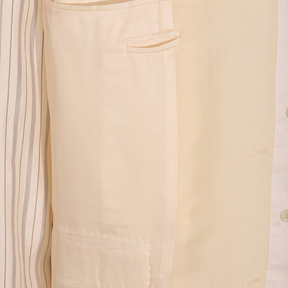 Maison Margiela Ecru Viscose Casual Jacket With Striped Sleeve Details