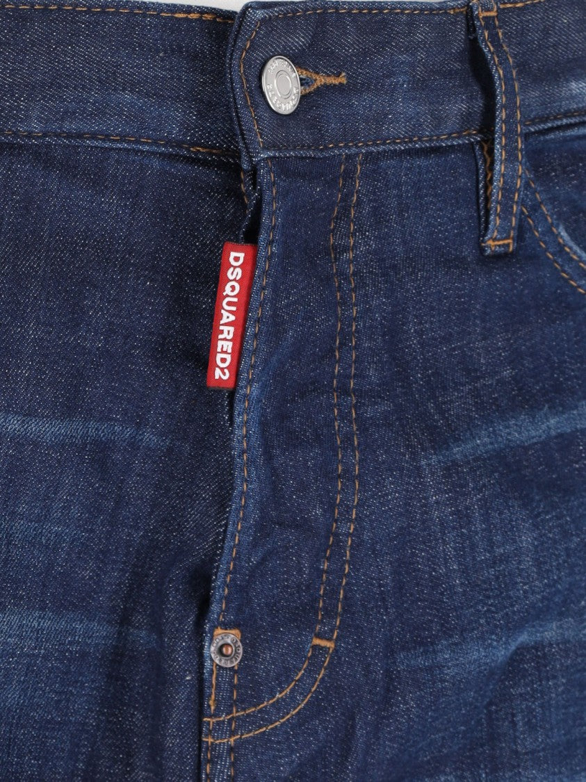 Dsquared2 Blue Teddy Cotton Denim Slim Jeans