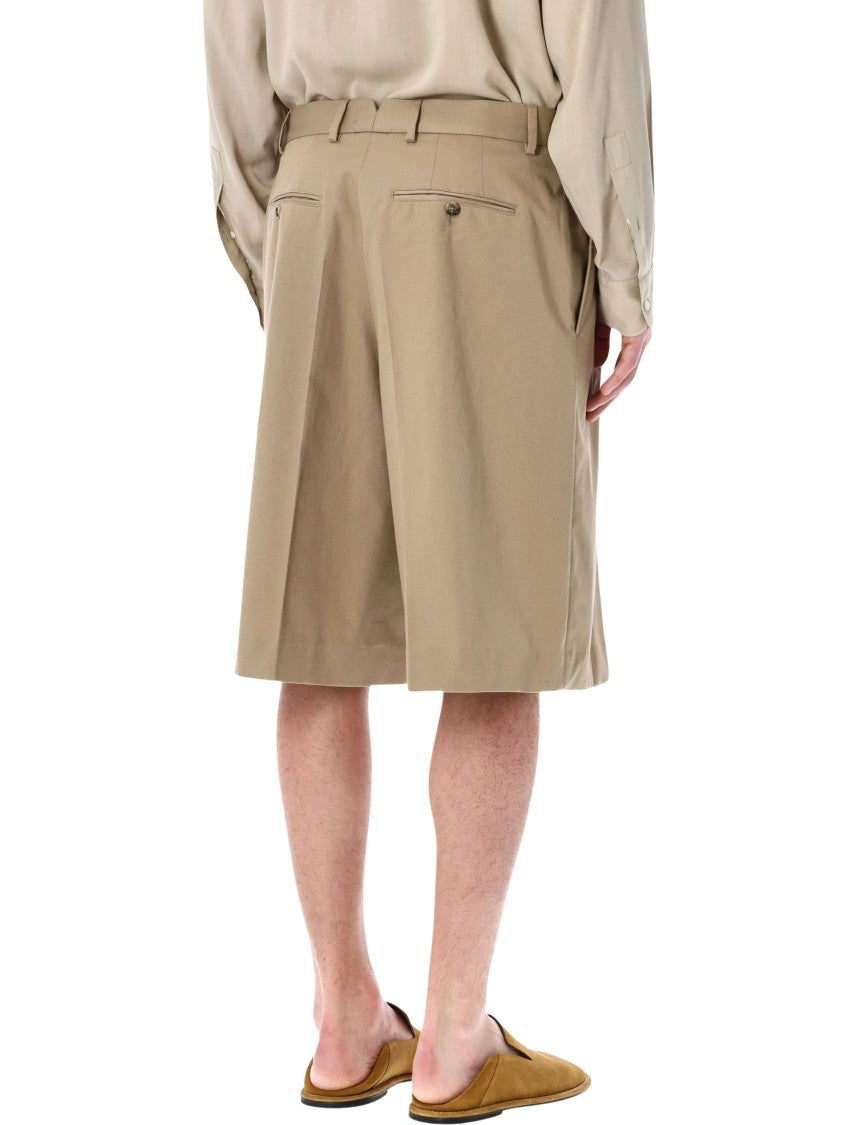 Ami Paris High Waisted Front Pleats Bermuda Shorts