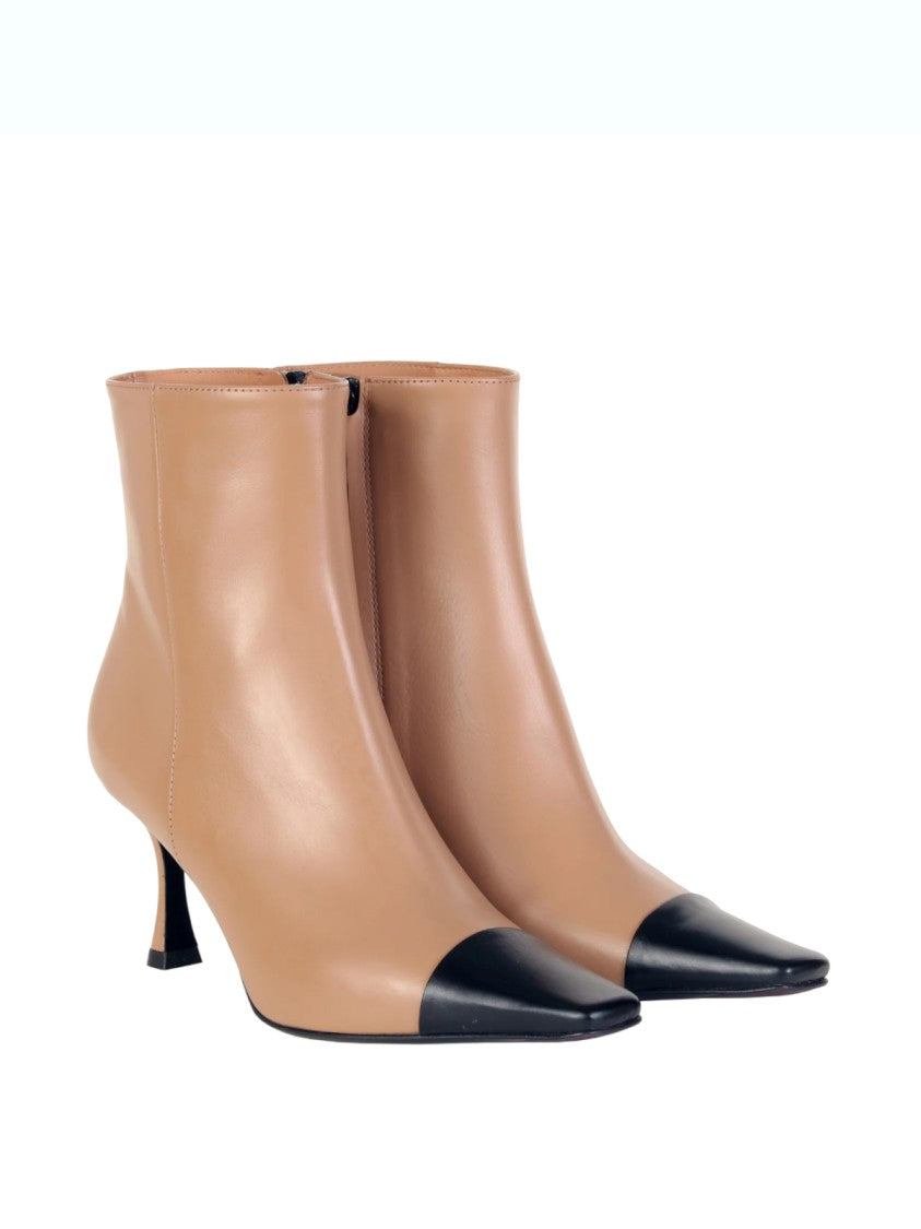 Roberto Festa Beige Calf Leather Fanny Ankle Boots
