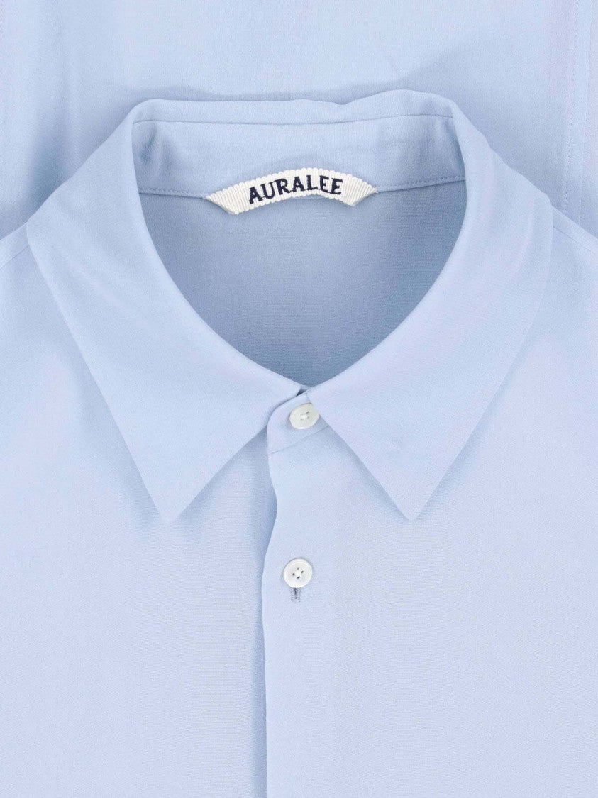 Auralee Light Blue Silk Georgette Blouse