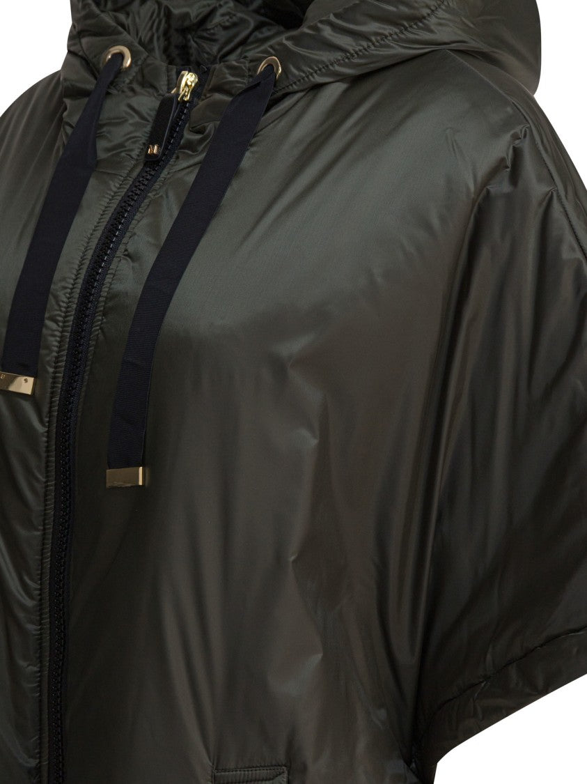 Max Mara Short-Sleeved Green Coat With Hood