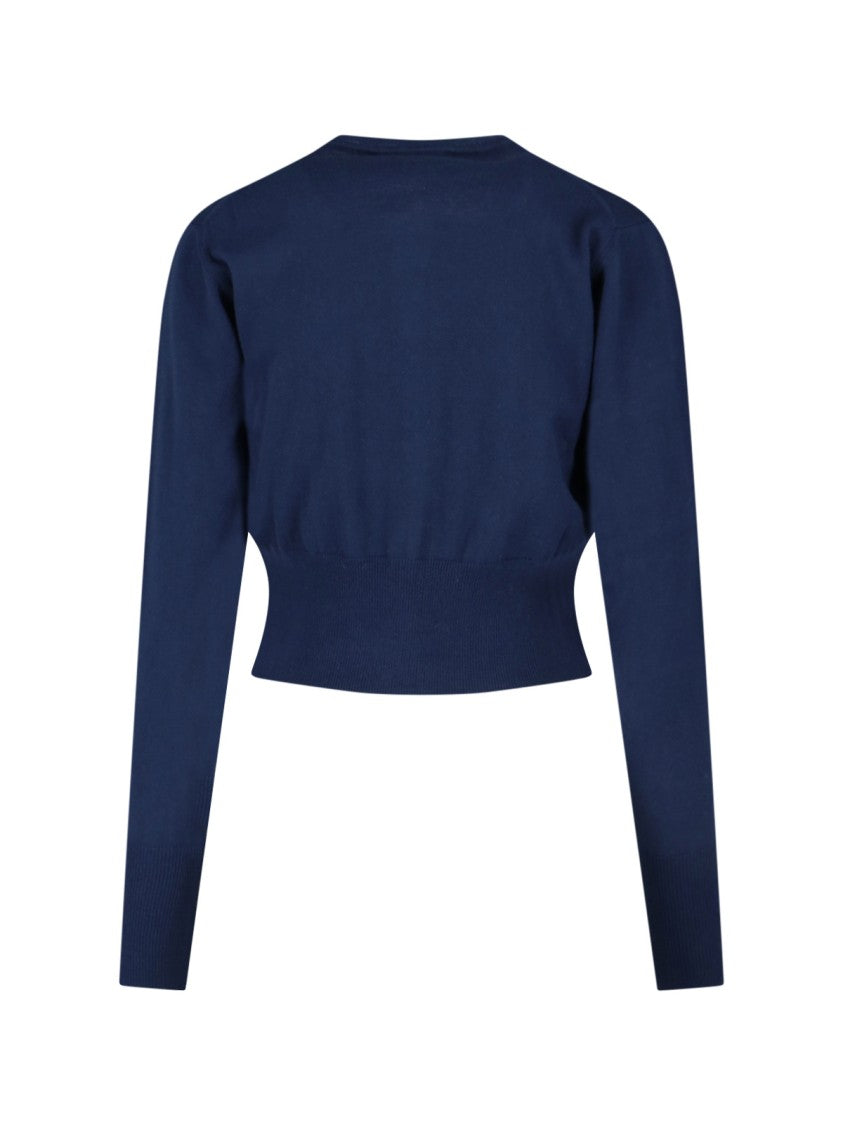 Vivienne Westwood Navy Bea Cropped Logo Cardigan