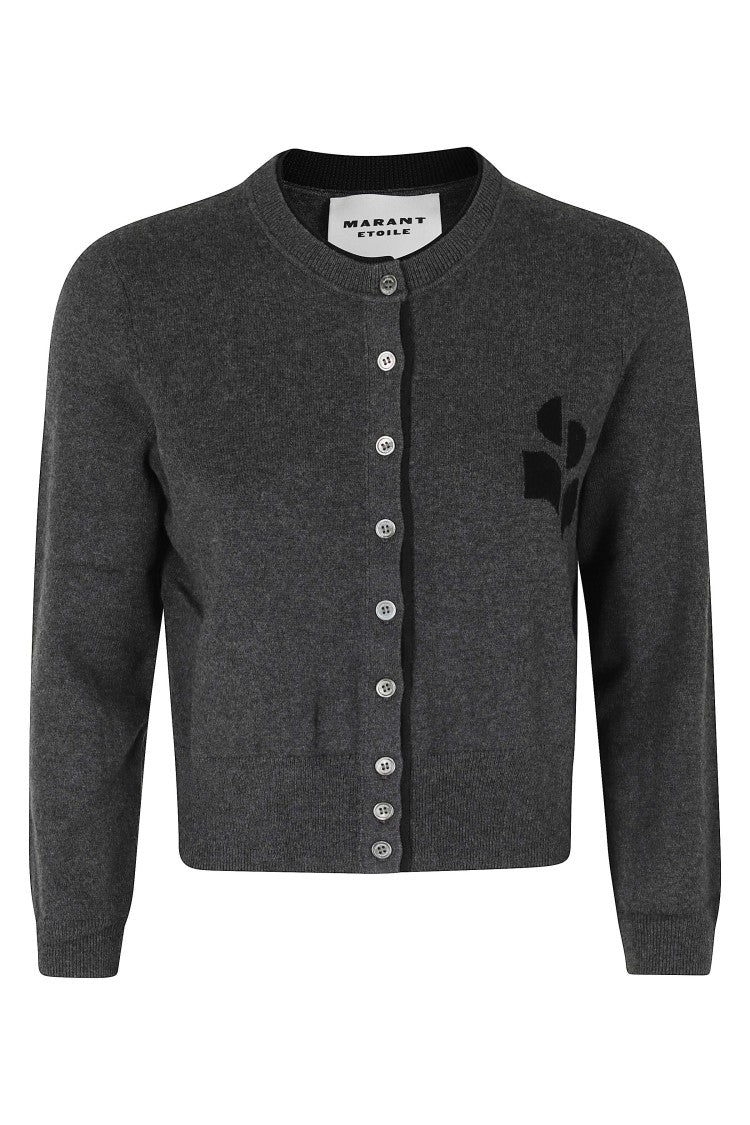 Isabel Marant Étoile Gray Lona Cropped Floral Cotton-Blend Cardigan