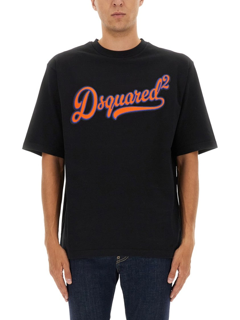 Dsquared2 Black Cotton T-Shirt With Vibrant Logo
